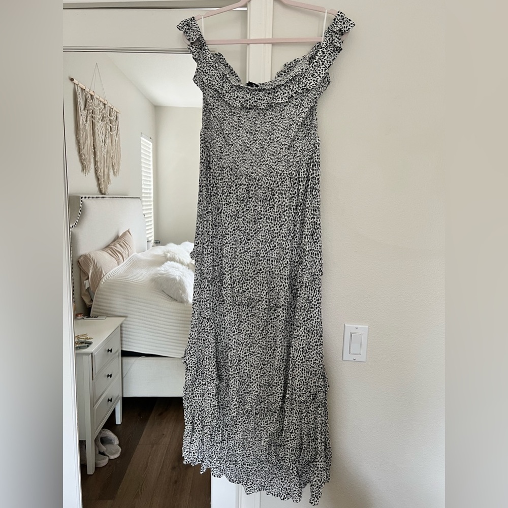 White & black off the shoulder dress